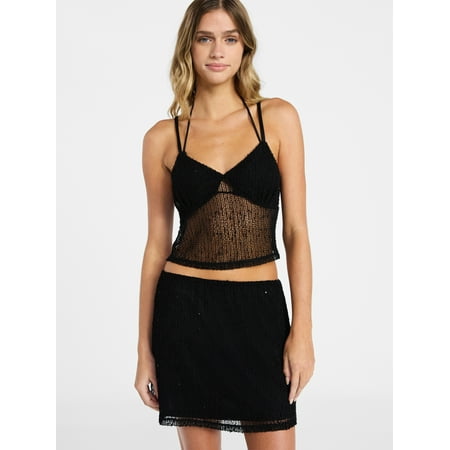 No Boundaries Sequin Top Coverup, Women's XXS-XXL