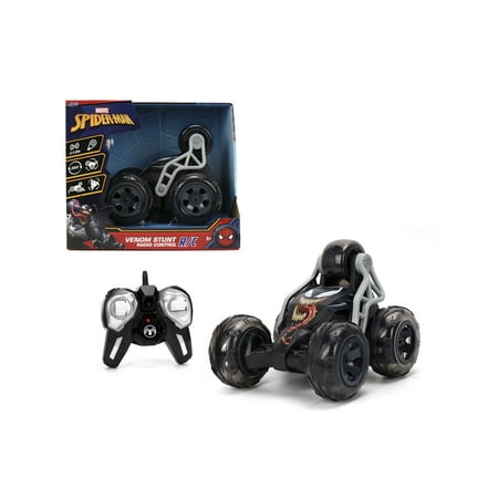 Jada Marvel Venom RC Car 5-Wheel Stunt Car with Standing Drift Function, Light-Up Wheels Effect, 360&deg; Rotation, 2.4GHz Turbo Boost USB, Ages 6+, Black & Red