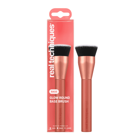 Real Techniques Glow Round Base Makeup Brush, for Liquid & Cream Foundation, 1 Count