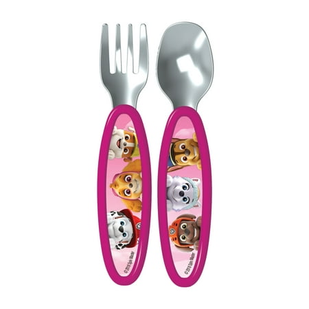 Playtex Mealtime Paw Patrol Girls Toddler Utensils, 1 Fork & 1 Spoon
