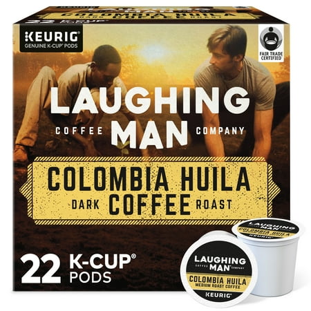 Laughing Man Colombia Huila Coffee, Keurig K-Cup Pod, Dark Roast, 22 Ct