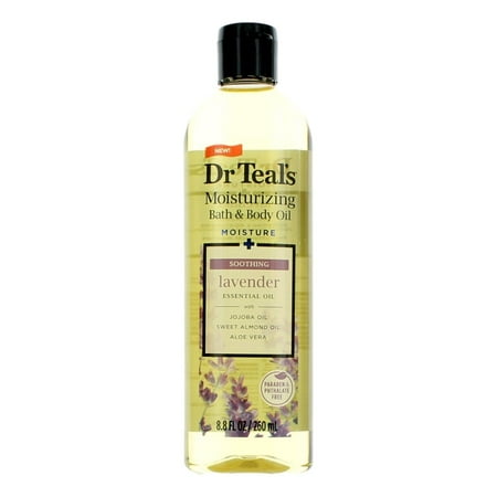 Dr Teal's Moisturizing Bath and Body Oil, Soothe & Sleep with Lavender Essential Oil, 8.8 fl oz