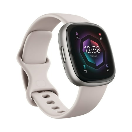 Fitbit Sense 2 Advanced Health and Fitness Smartwatch - Lunar White/Platinum Aluminum