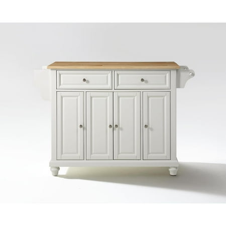 Crosley Furniture Cambridge Natural Wood Top Kitchen Island in White