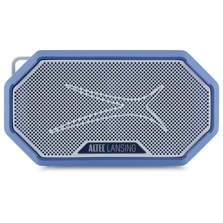 Altec Lansing HydraMini 2.0 EverythingProof Bluetooth Speaker, Waterproof IP67, Floats, 12-Hour Playtime, Built-In Magnet, Carabiner & Mount, Blue White