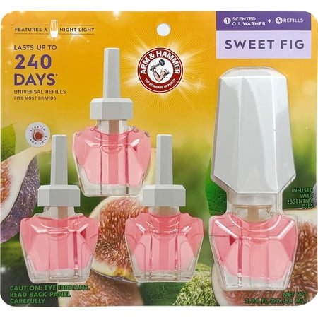 Arm & Hammer Plug-In Air Freshener Kit with Oil Warmer and 4 Refills, Sweet Fig Scent