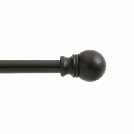 Kenney Davenport 48-86" Petite Café Adjustable Curtain Rod, 1/2" Dia., Matte Black