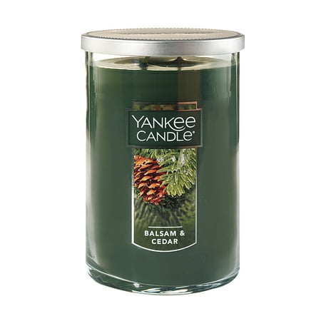 Yankee Candle Balsam & Cedar -  22 oz Large Modern Brushed Lid Tumbler Candle: Holiday/Seasonal, Woody Scented, 2-wick Soy Wax Blend with 75 Hours Burn Time, Unisex