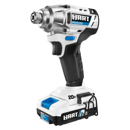 HART 20-Volt Cordless Brushless Impact Driver Kit, Gen 2, 1/4" Hex Collet