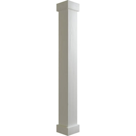 Ekena Millwork 18"W x 9'H Knotty Pine Endurathane Faux Wood Non-Tapered Square Column Wrap w/ Standard Capital & Base