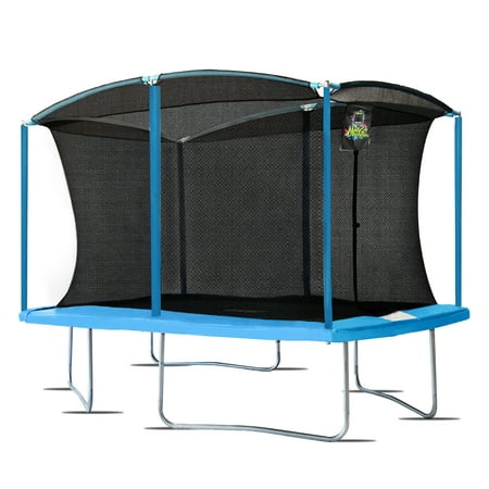 Machrus Moxie 8 x 12 FT Rectangular Outdoor Trampoline Set with Premium Safety Enclosure – Gymnastics Rectangular Trampoline for Kids and Adults- Cyan Blue