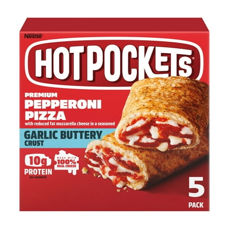 Hot Pockets Frozen Snacks, Pepperoni Pizza Buttery Crust, 5 Regular Sandwiches (Frozen)