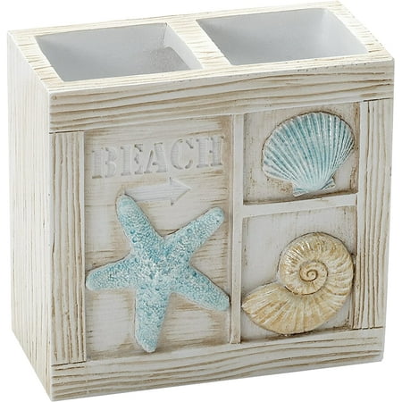 Zenna Home Seaside Serenity Toothbrush Holder, Teal/Ivory, BRING THE BEACH TO YOUR BATH: The Seaside Serenity Toothbrush Holder features a rich.., By Visit the Zenna Home Store