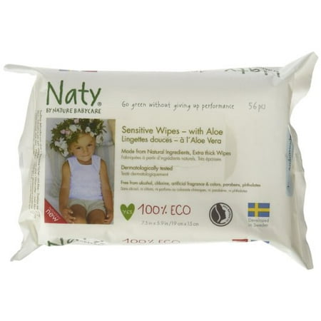 Naty Eco-Sensitive Baby Wipes with Aloe - Unscented - 56 c