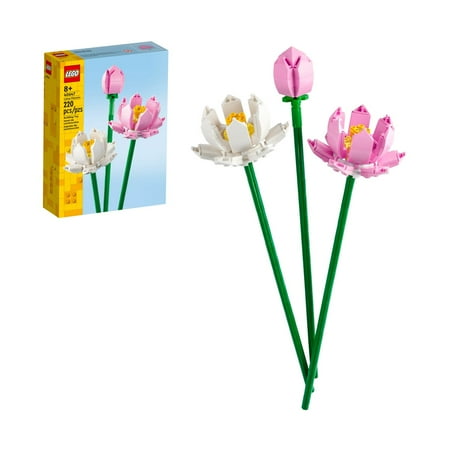 LEGO Lotus Flowers Building Kit, Artificial Flowers for Decoration, Family Gift Idea, Aesthetic Room Décor for Kids, Building Toy for Girls and Boys Ages 8 and Up, 40647