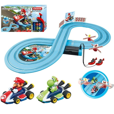 Carrera FIRST Mario Kart Beginner Battery Operated Slot Car Race Track Set featuring Mario versus Yoshi