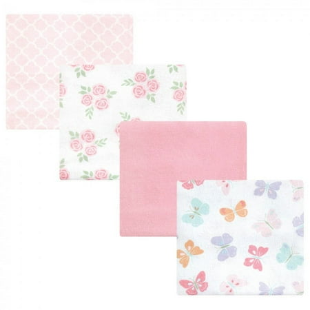 Hudson Baby Infant Girl Cotton Flannel Receiving Blankets, Pastel Butterfly, One Size