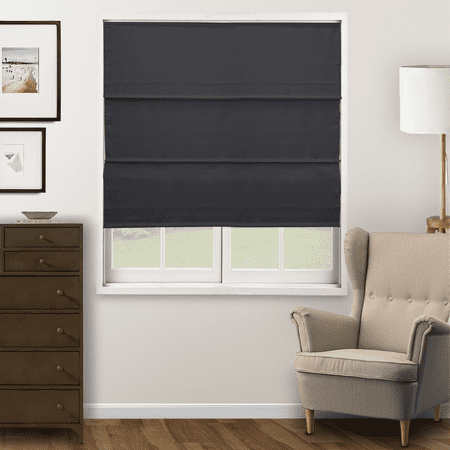Chicology Cordless Roman Shade, Light Filtering, Ridgewood Grey, 47"W X 72"H