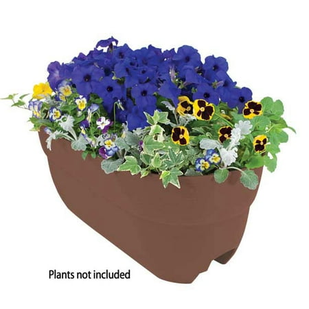 Emsco Bloomers Rail Picker Outdoor Planter Box Brown 24"x9.5"x10.5": Polyethylene, No-Drainage, Oval Shape