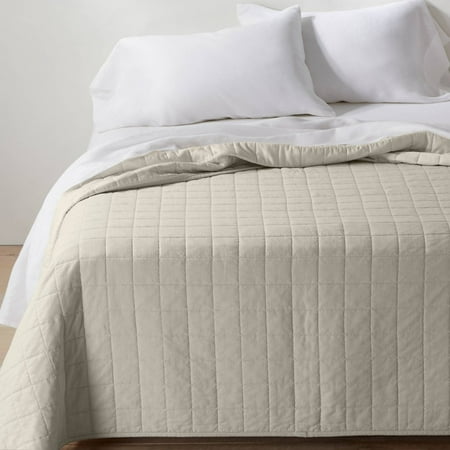 Full/Queen Heavyweight Linen Blend Quilt Natural - Casaluna&trade;: Rayon & Cotton, Box Quilting, OEKO-TEX Certified