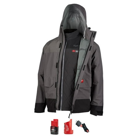 Milwaukee 203RN-21L M12 3-in-1 Heated AXIS Jacket Kit w/ Rainshell - Gray, Large
