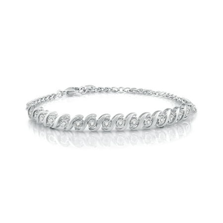 Brilliance Fine Jewelry 1/4 Carat T.W Diamond Sterling Silver Adjustable Tennis Bracelet