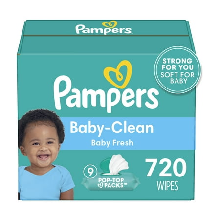 Pampers Baby Clean Wipes, Baby Fresh Scented, 9X Pop-Top Packs, 720 Ct