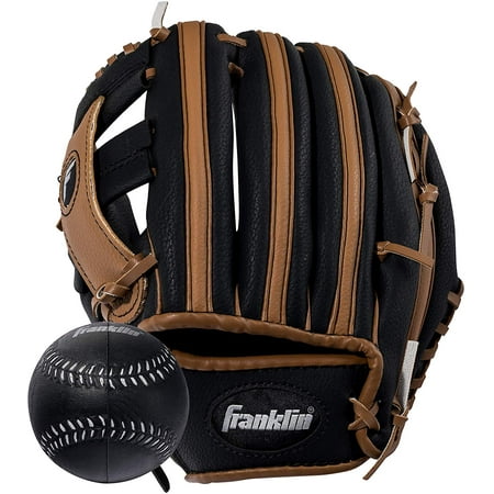 Franklin Sports 9.5" RTP Series Baseball Glove, Left Hand Throw, with Ball