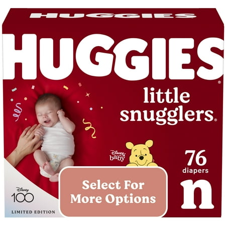 Huggies Little Snugglers Baby Diapers, Size Newborn (up to 10 lbs), 76 Ct (Select for More)