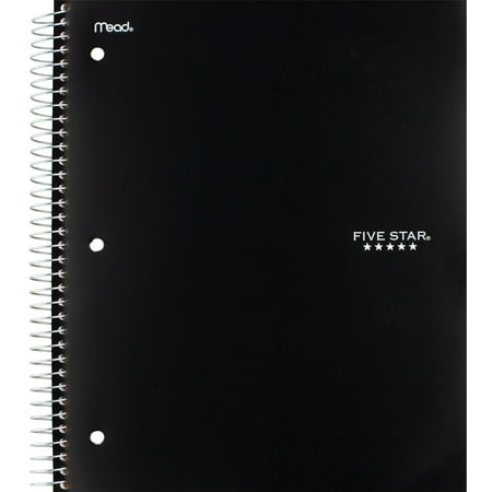 Five Star Wirebound Notebook Plus Study App, 3 Subject, College Ruled, Black (820003A-WMTA)
