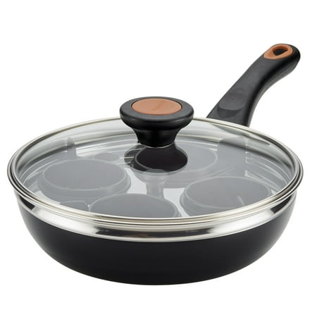 Farberware Glide Copper Ceramic Nonstick Covered Egg Poacher, 8-Inch, Black