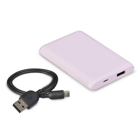 onn. 4,000 mAh Portable Battery, Micro-USB and USB ports, Pink