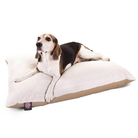 Majestic Pet | Poly/Cotton Rectangular Pillow Pet Bed For Dogs, Removable Cover, Khaki, Small