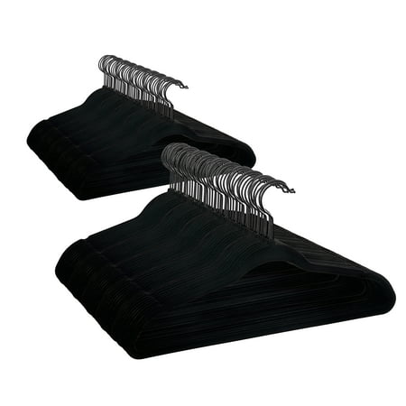 Better Homes & Gardens Velvet Clothing Hangers, 100 Pack, Black, Non-Slip, Space Saving