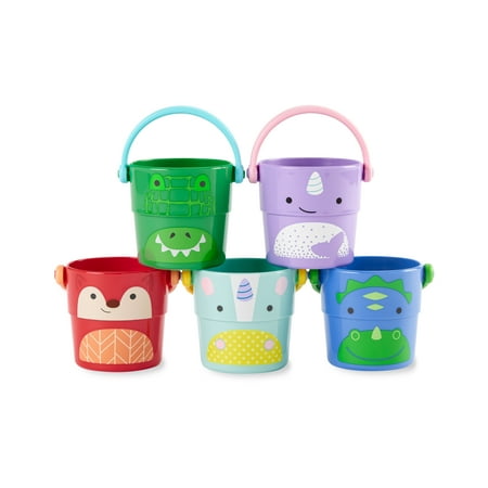 Skip Hop Zoo Stack & Pour Buckets Baby Bath Toy, 5-Piece