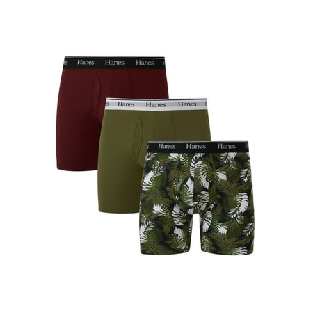 Hanes Originals Men’s Boxer Briefs, Moisture-Wicking Stretch Cotton, 3-Pack