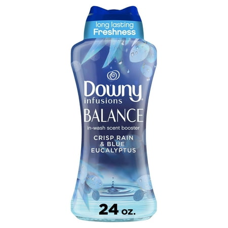 Downy Infusions Balance In-Wash Laundry Scent Booster Beads, Crisp Rain & Blue Eucalyptus Scent, 24 oz