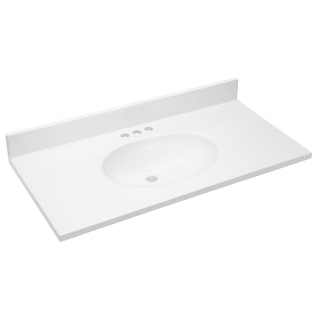 Design House Cultured Marble 37" x 19" Single Bowl Vanity Top with Backsplash and Centerset Mount, White