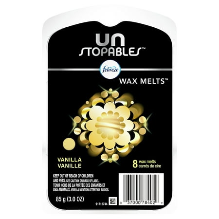 Febreze Unstopables Odor-Eliminating Wax Melt Air Freshener, Vanilla Scent, 8 wax melts