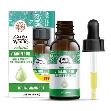 GuruNanda Natural Vitamin E Oil with 15,000 IU - Moisturizing for Skin, Nails & Body Care - 2 fl. oz.