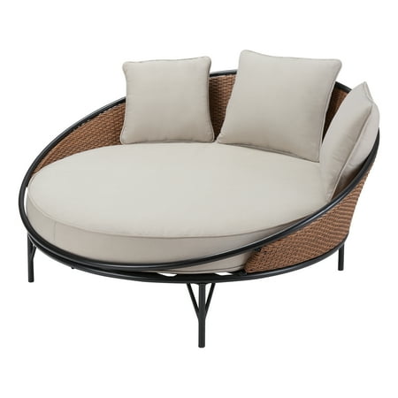 Mainstays Holcomb Outdoor Metal and Wicker Round Daybed Walmart