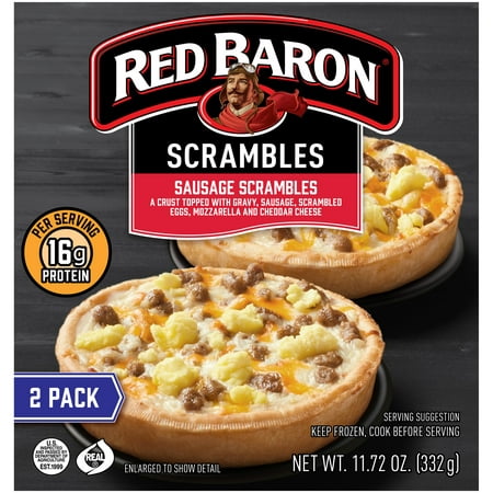 Red Baron Pizza, Deep Dish Singles Pizzas Breakfast Sausage Scramble, 2 count, 11.72 oz
