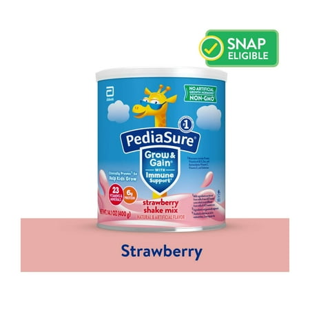 PediaSure Grow & Gain Shake Mix Powder, Strawberry, 14.1 oz Can, 8 Servings