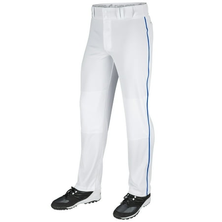 Triple Crown Open-Bottom Baseball Pants with Braid, Youth X-Large, White with Royal Braid