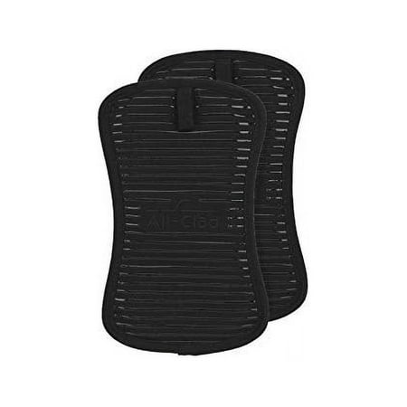 All-Clad Premium Pot Holder & Heating Pad, (2-Pack) Heat Resistant to 500 Degrees, 100% Cotton 10"x6.25" for Kitchen and Barbeque, Black 2 Pack