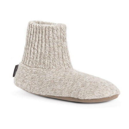 Men's MUK LUKS Wool Slipper Socks -  Natural S(7-8)
