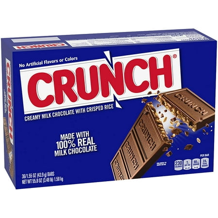 Nestle Milk Chocolate Crunch Bars, Full Size Bulk Halloween Candy, 55.8 Ounce (Pack of 36)