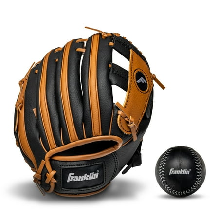 Franklin Sports RTP Kids Teeball Glove + Ball Set, 9.5 in, Tan, Right Hand Throw