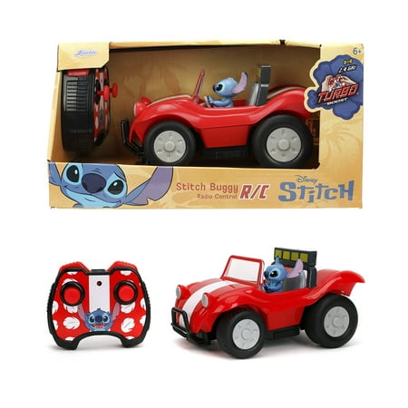 Jada Disney Stitch Buggy 1:24 Scale RC Car, Radio Control with Turbo Boost, Includes Non-Removable Stitch Figure