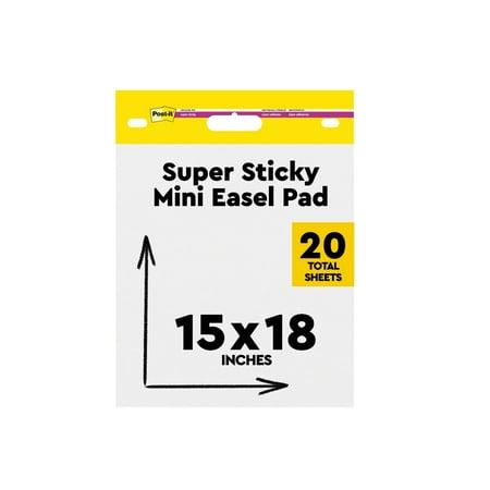 Post-it Super Sticky Mini Easel Pad, White, 15 in. x 18 in., 1 Pad